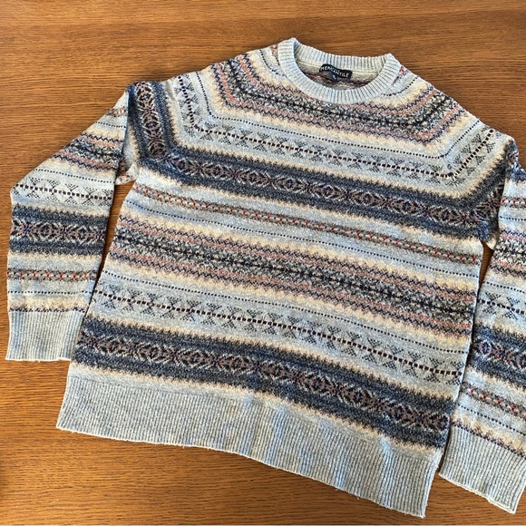 J. Crew Mercantile Gray Fair Isle Crewneck Sweater - Picture 1 of 5